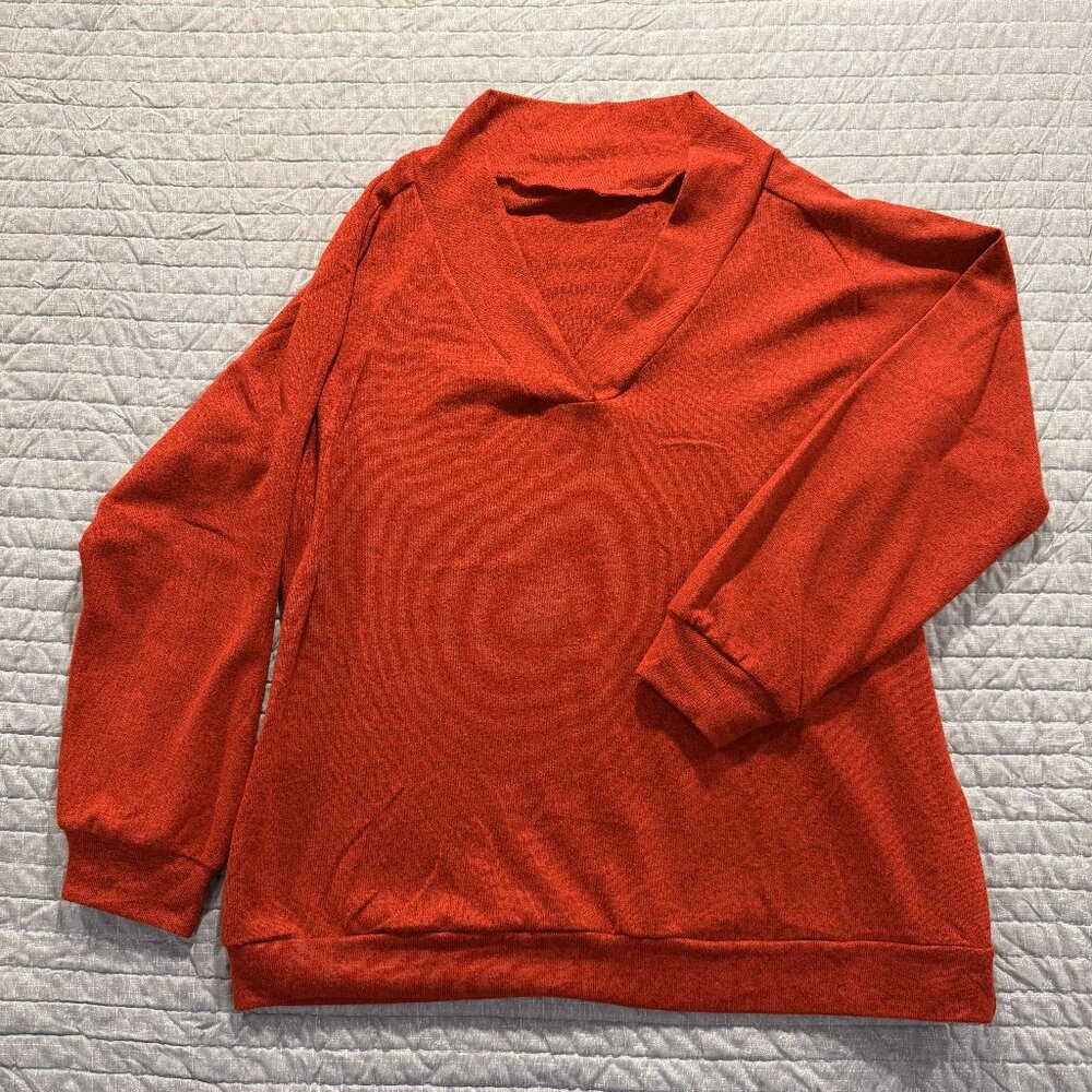 V Neck Red Sweater, XL
